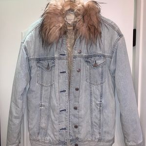 AMERICAN EAGLE jean fuzzy jacket